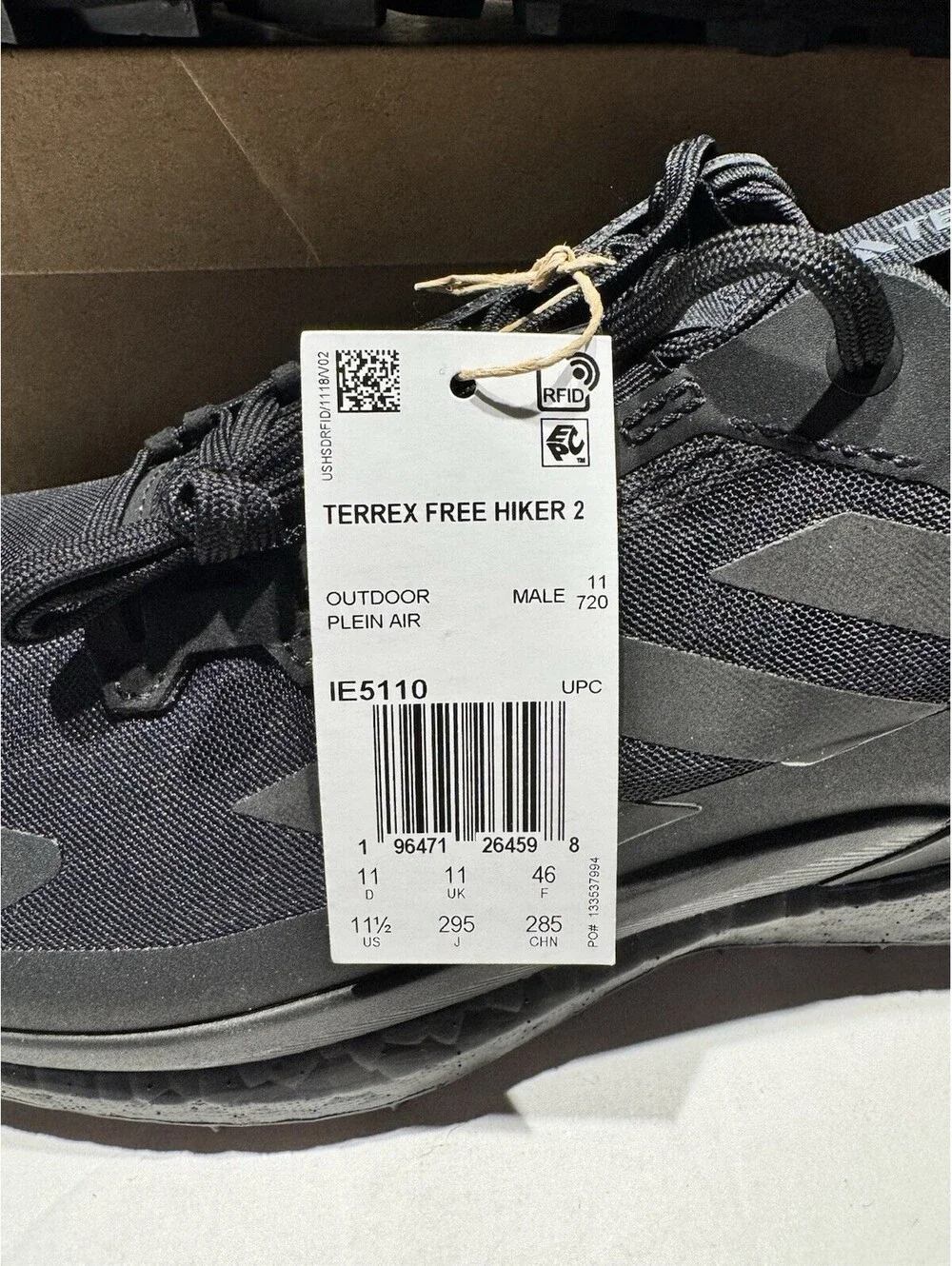 Adidas Terrex Free Hiker 2 Low - Men’s Size 11.5 - Core Black/Grey - Brand New!